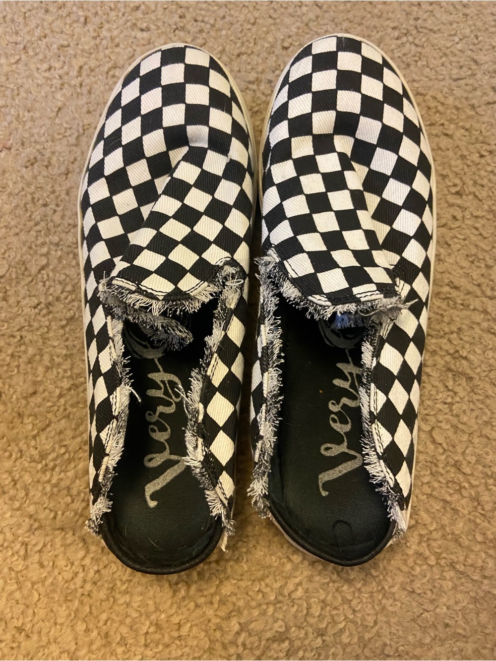 Very G black & White Checkerboard Slip-On Sneakers